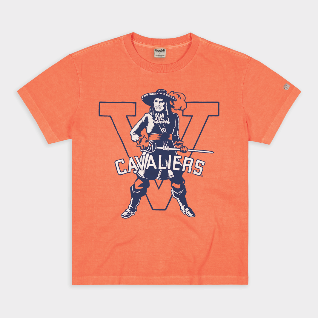 Show Your UVA Pride: Vintage Heavyweight Tee with Mascot and Block V