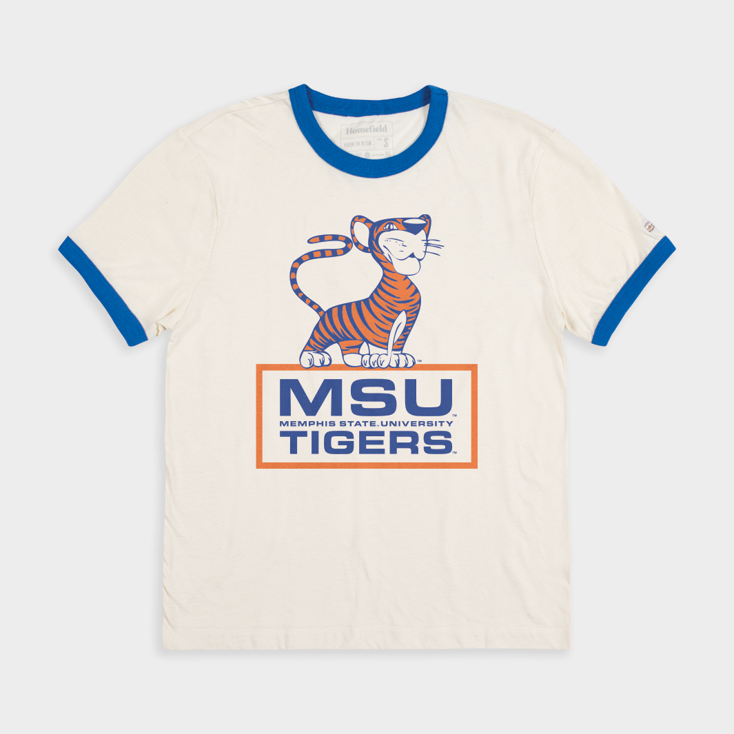 Vintage 1965 Memphis Tigers MSU Logo Ringer Tee - A Must-Have!