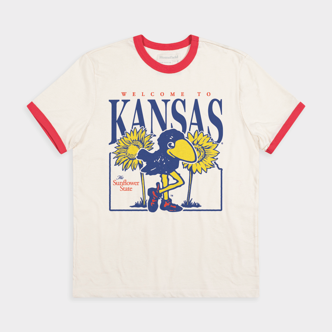 Vintage Kansas Sunflower Ringer Tee - A Tribute to the Jayhawks