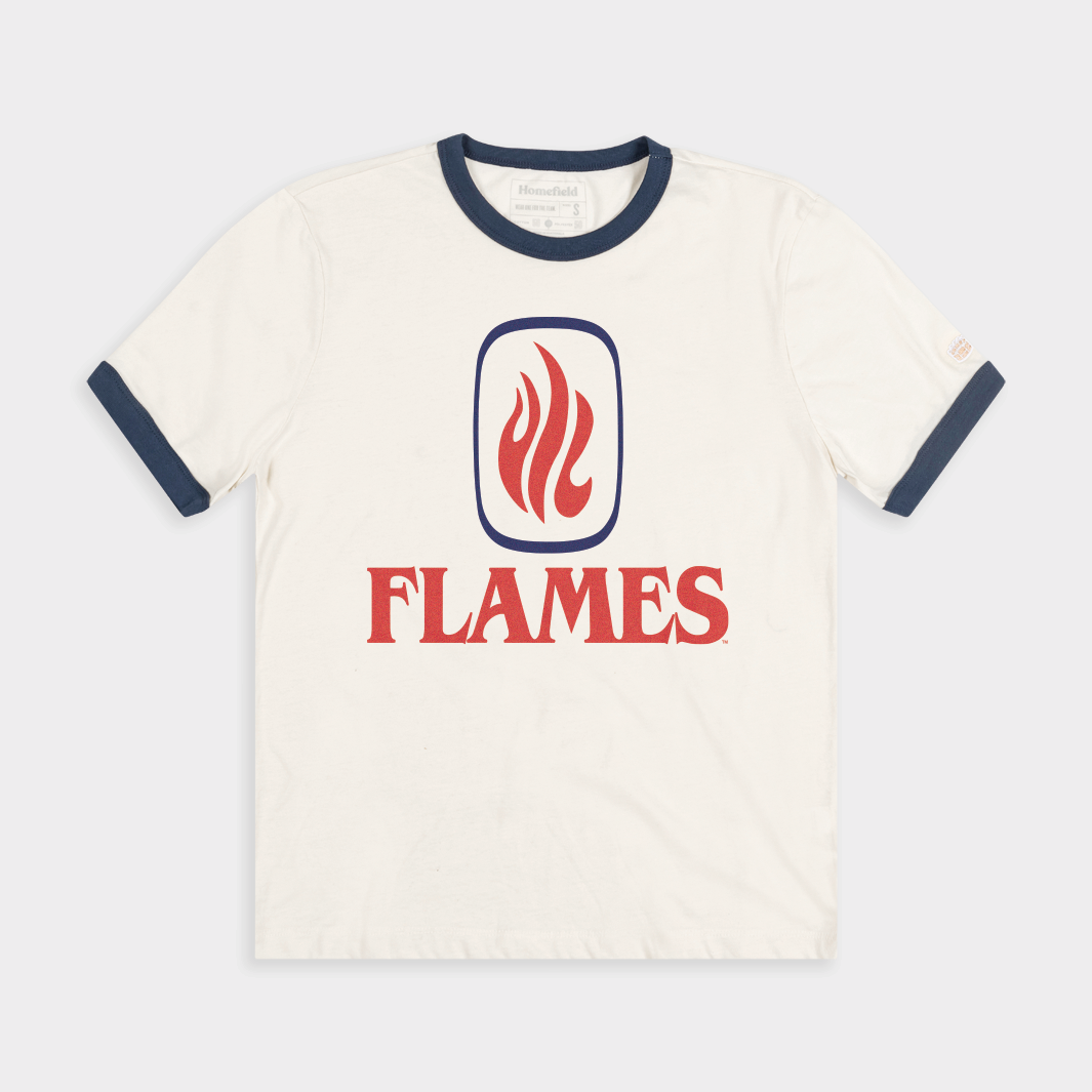 Relive the Glory: UIC Flames 1980's Vintage Logo Ringer Tee