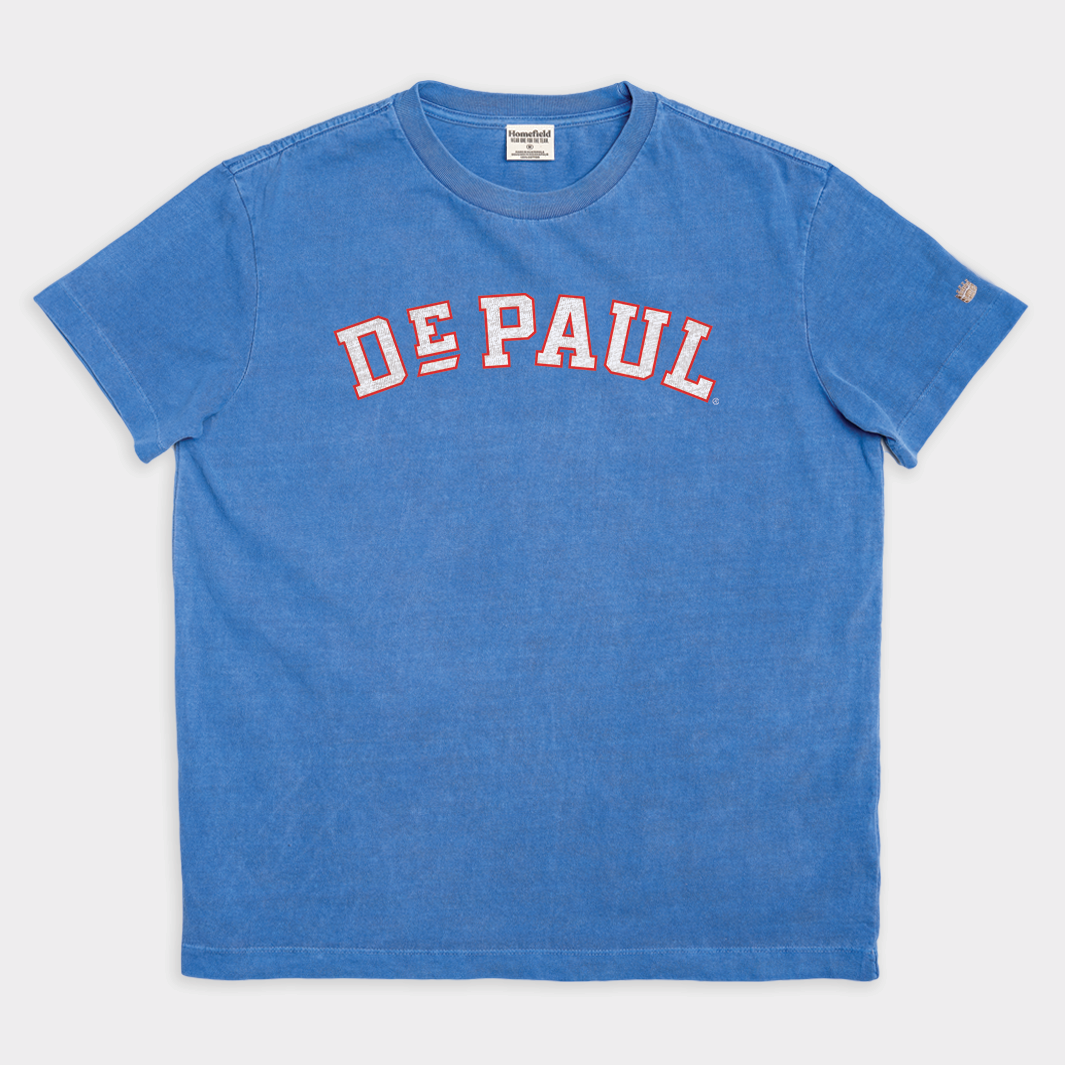 Vintage DePaul Basketball Wordmark Heavyweight Tee - A Tribute to Basketball Legends
