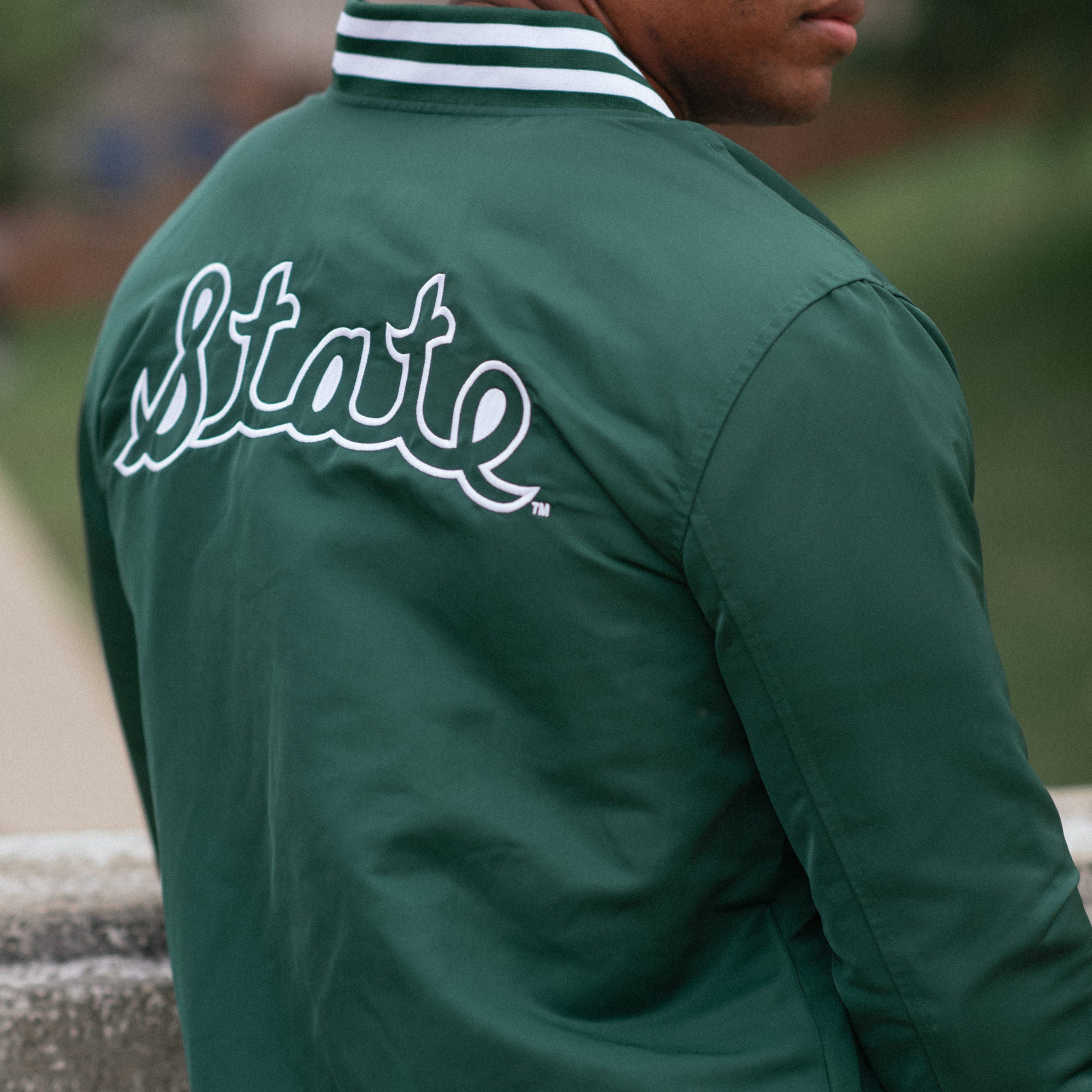 Show Your Spartan Pride with the Michigan State Script Bomber Jacket