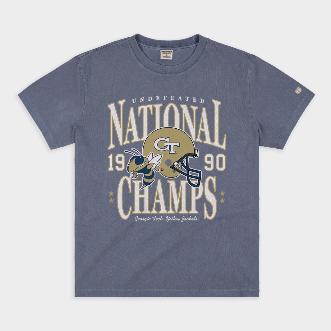 Georgia Tech 1990 National Champs Vintage Heavyweight Tee - Celebrate the Champions!
