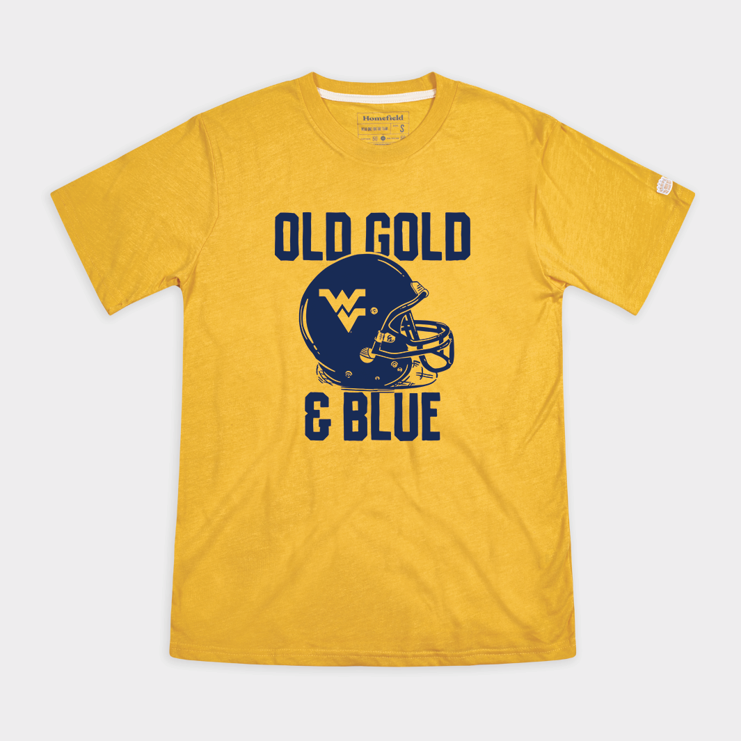 Retro WVU Football T-Shirt: Old Gold & Blue - A Tribute to 1980's Glory