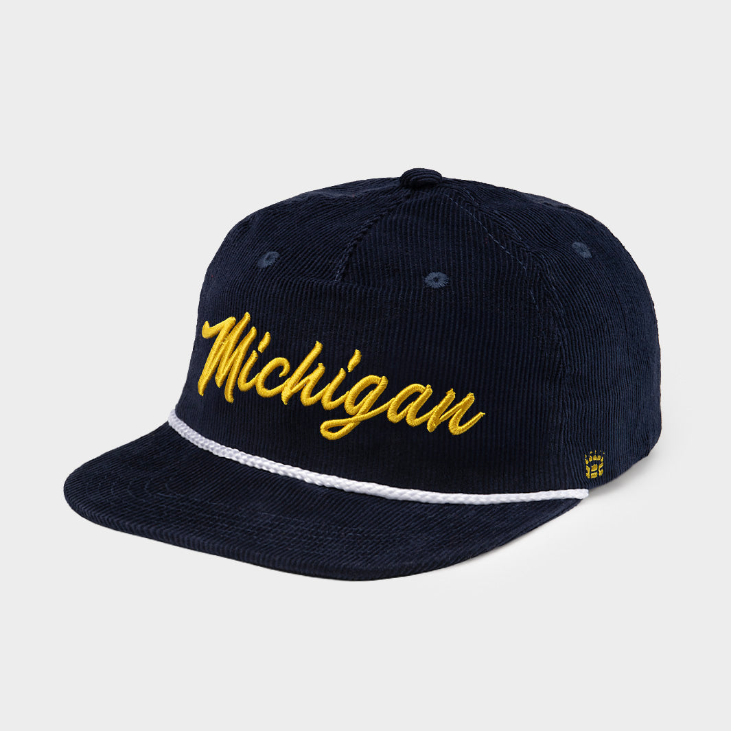 Vintage-Inspired Michigan Script Corduroy Cap - A Must-Have!