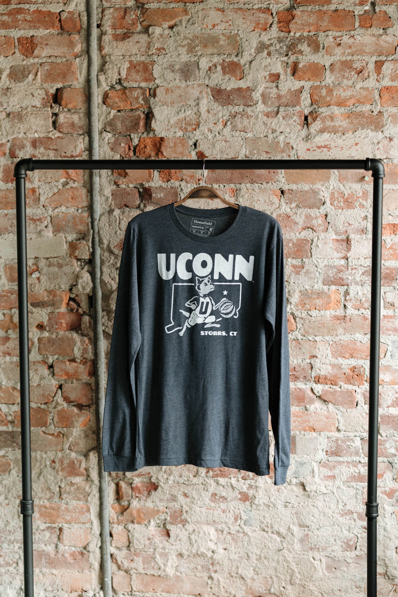 UConn Vintage Basketball Long Sleeve Shirt with Jonathan Mascot Design
