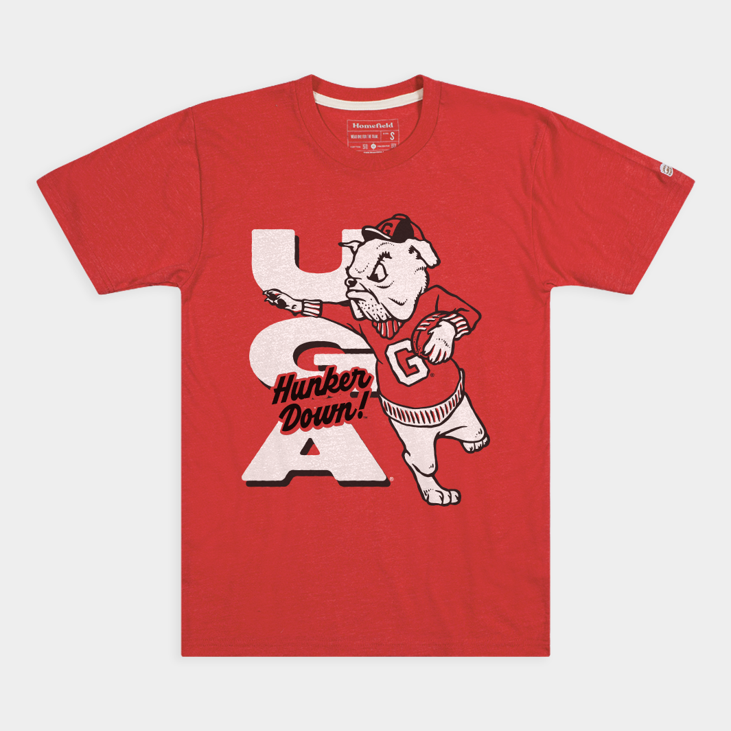 Georgia Bulldogs Retro Football Hunker Down Tee - Show Your Team Spirit!