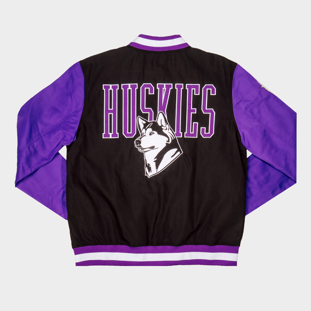 Show Your Pride with the Washington Huskies Bow Down Two-Tone Bomber Jacket