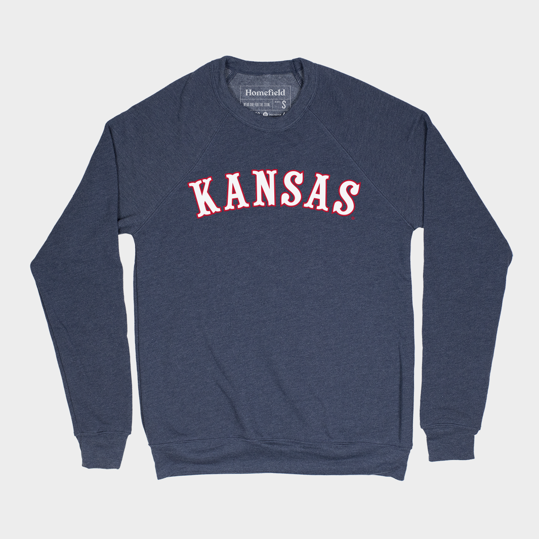 Show Your Kansas Pride with the Legendary 'Circus Font' Basketball Crewneck