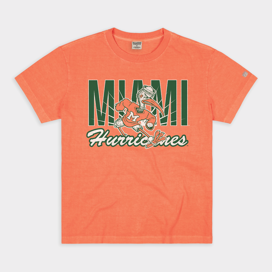Get Your Game On with the Miami Hurricanes Retro Sebastian Vintage Heavyweight Tee