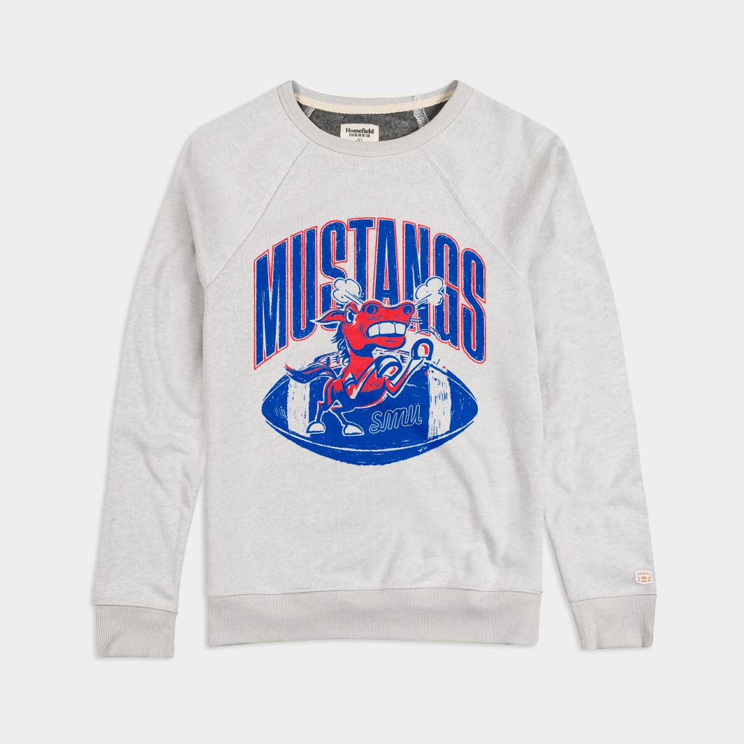 Roaring SMU Mustangs Football Retro Crewneck