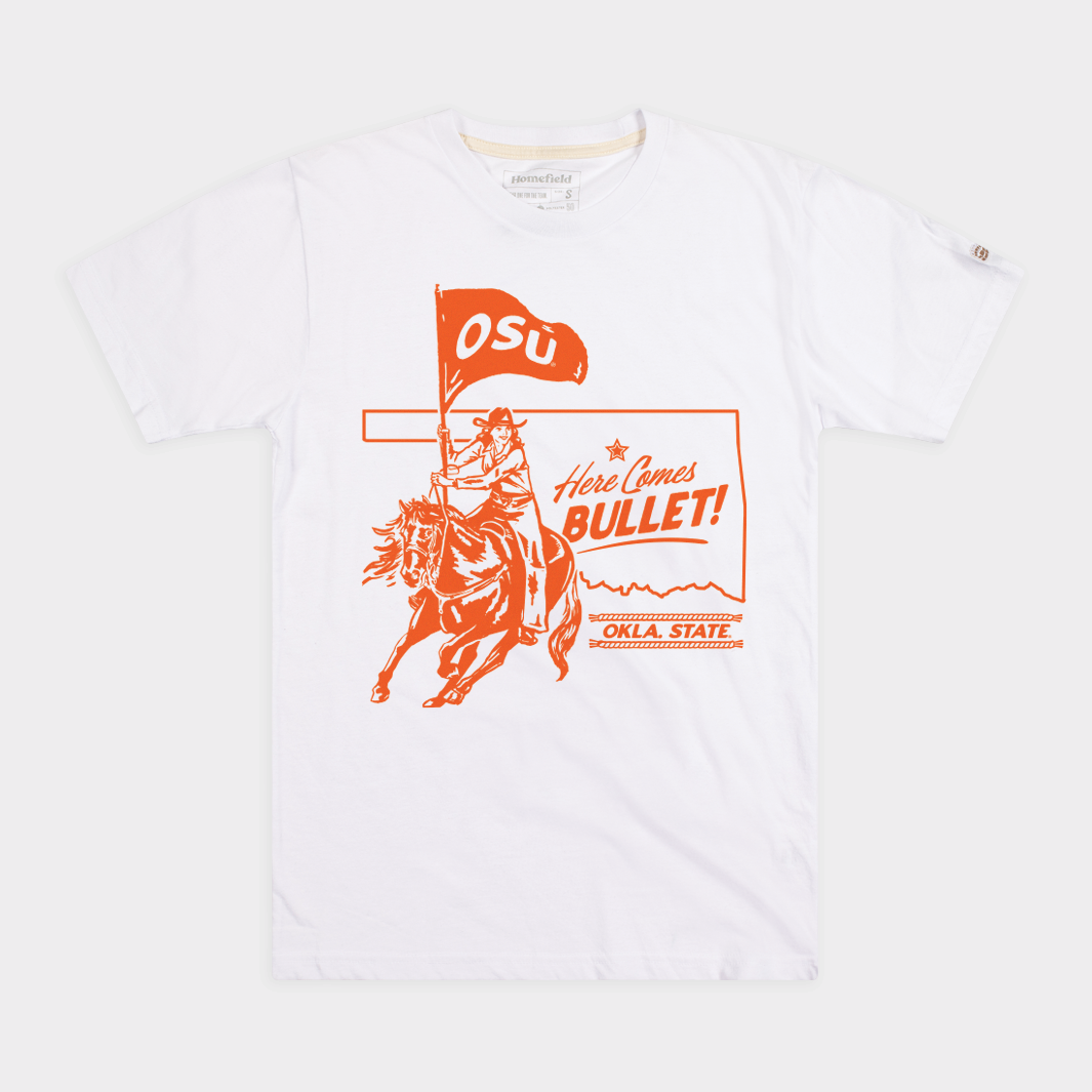 Show Your Oklahoma State Football Pride with the 'Here Comes Bullet!' Tee