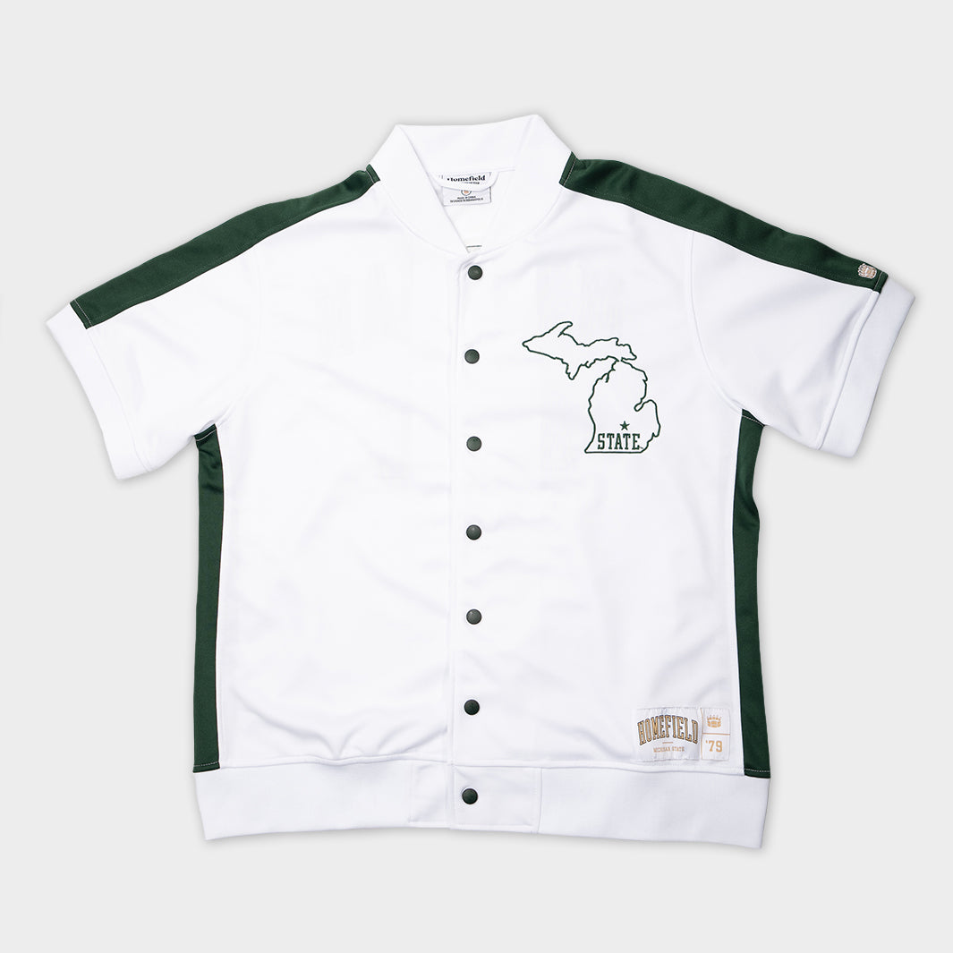 Relive the Magic: MSU Spartans 1979 Vintage Basketball Warmup Shooting Shirt