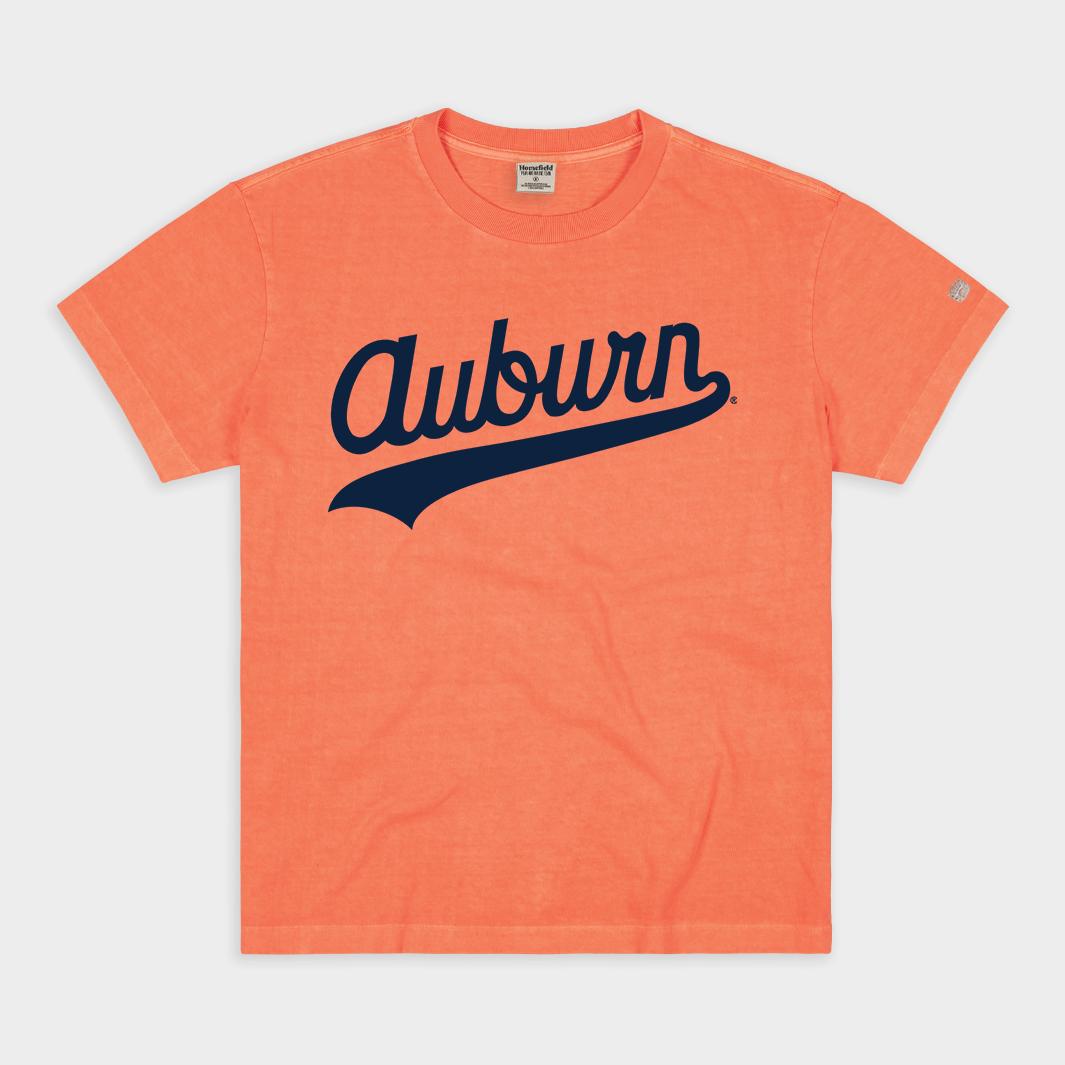 Vintage Heavyweight Auburn Baseball Script Tee - A Timeless Classic