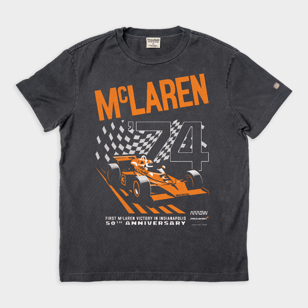 Celebrate McLaren's 1974 Indy 500 Win with Johnny Rutherford Vintage Tee