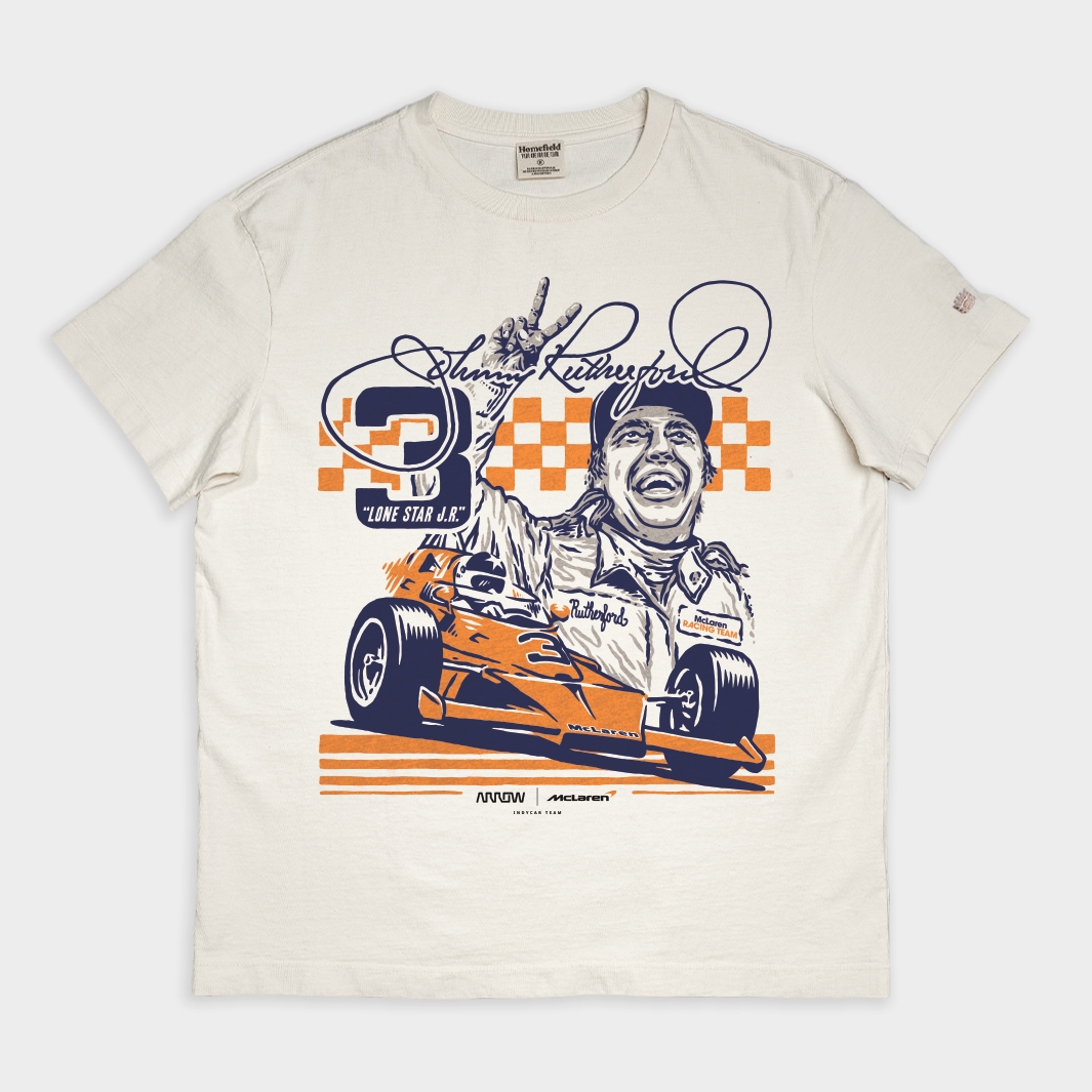 Honor the Legend: McLaren Johnny Rutherford Lone Star J.R. Vintage Heavyweight Tee