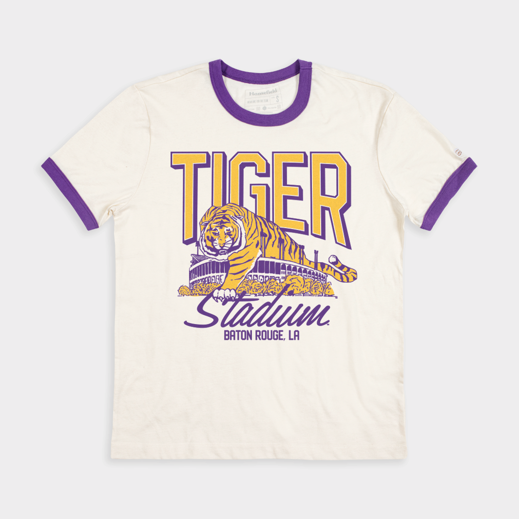 Roar with Pride: LSU Football Tiger Stadium Ringer Tee