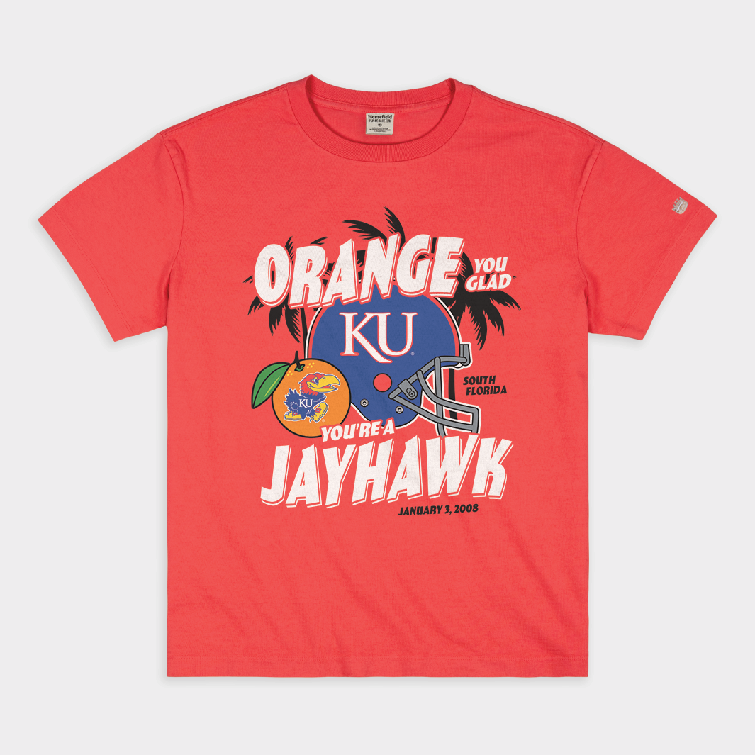 Show Your Jayhawk Pride! Kansas Jayhawks Orange You Glad Vintage Heavyweight Tee