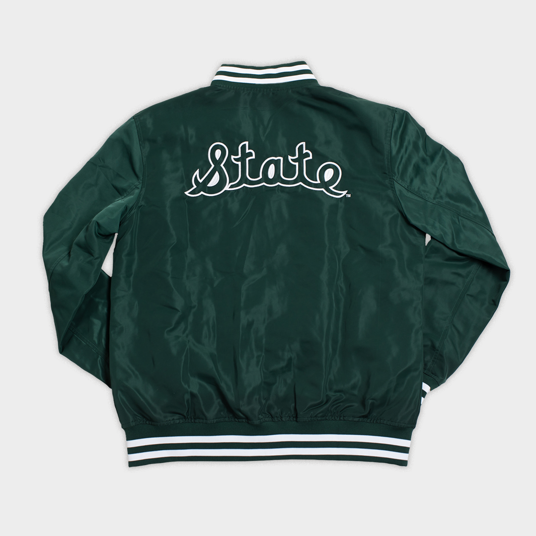 Show Your Spartan Pride with the Michigan State Script Bomber Jacket