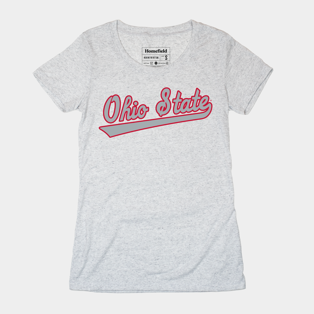 Ohio State Baseball Script Women's Tee - A Tribute to Tradition
