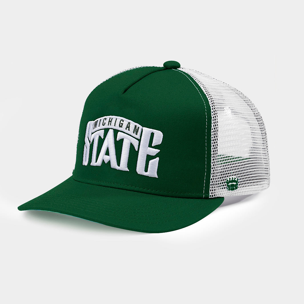 Michigan State Spartans 1987 Debut Retro Wordmark Trucker Hat - Celebrate the 2000 National Title!