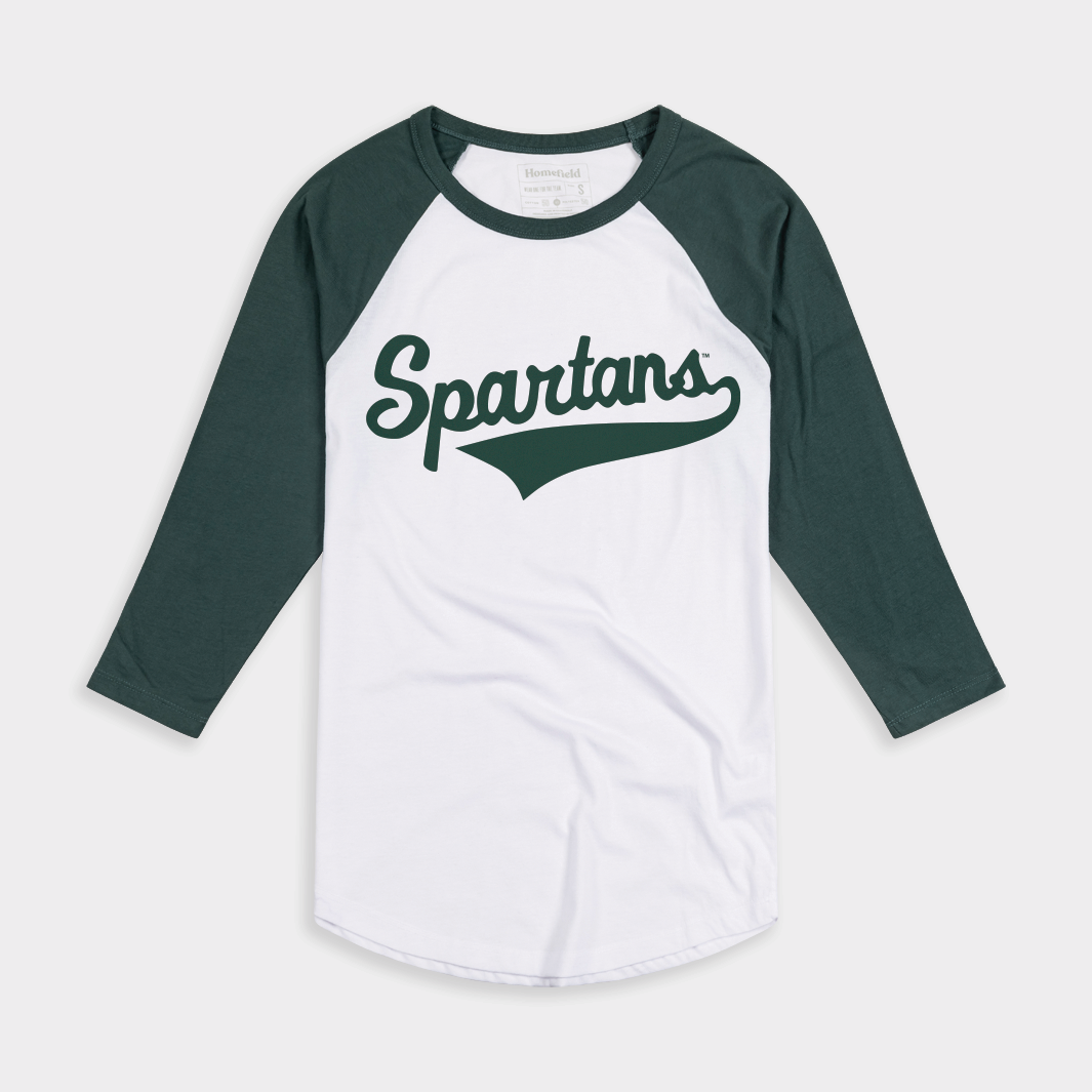 Show Your Spartan Pride with the MSU Spartans Script Baseball Tee
