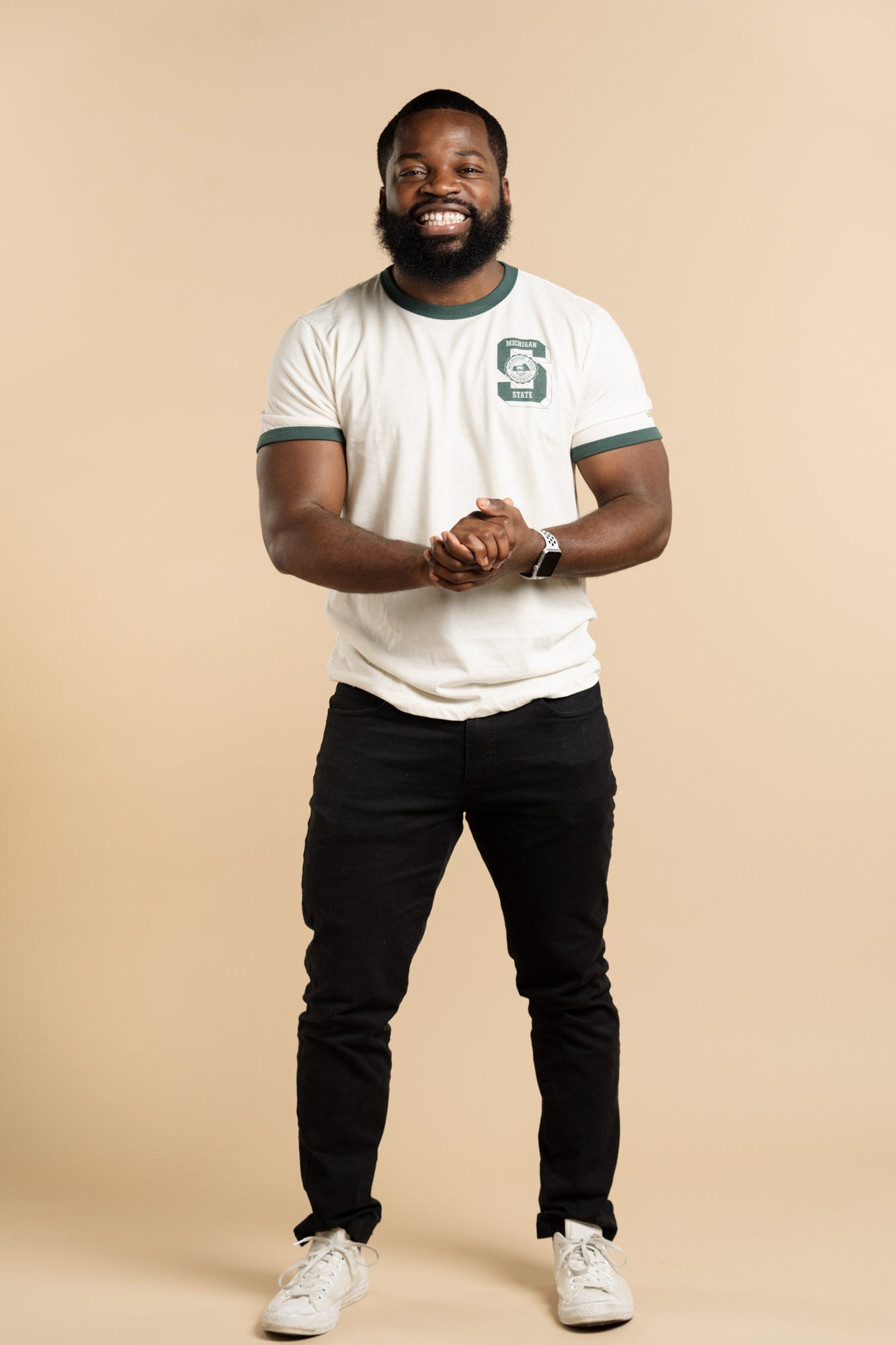 Show Your Spartan Pride with Michigan State Crest Ringer Tee