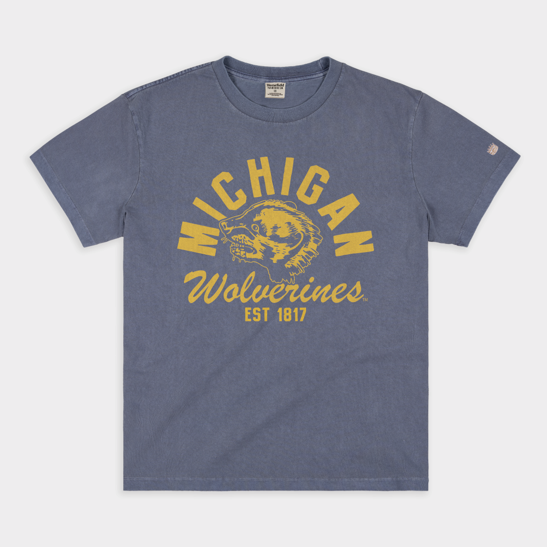 Vintage Michigan Wolverine Head Illustration Heavyweight Tee - A Tribute to Champions