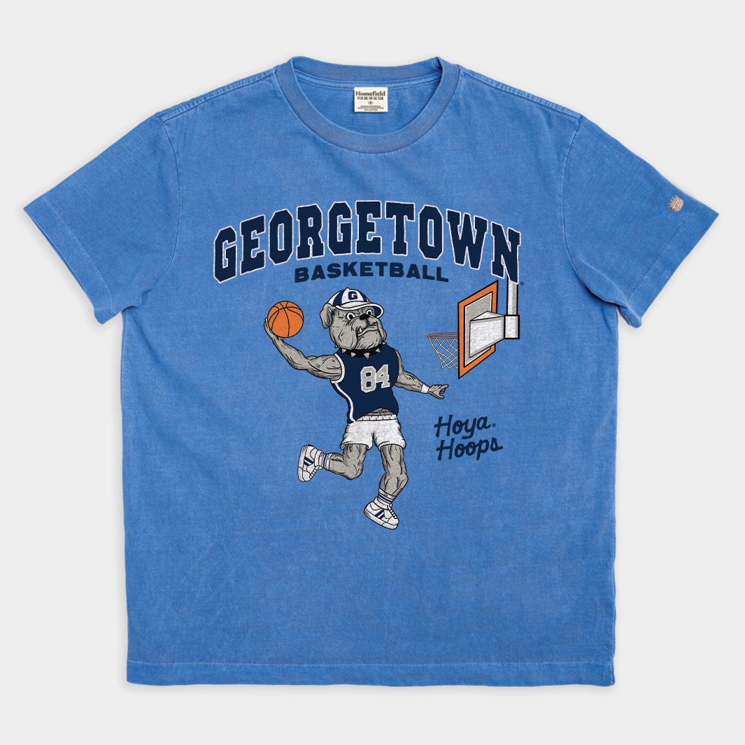Georgetown Basketball Vintage Heavyweight Tee with Dunking Bulldog