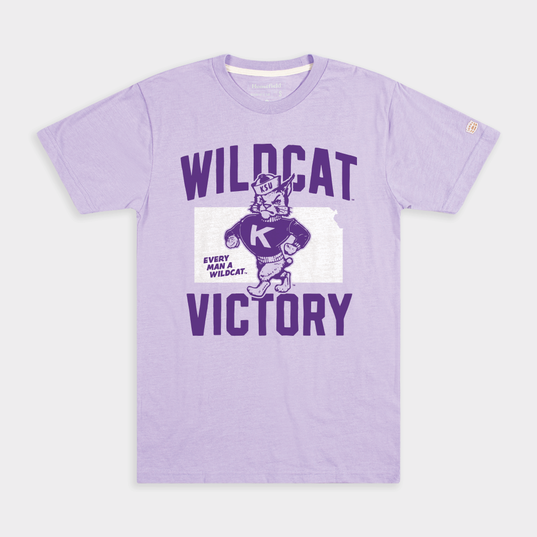 K-State Wildcat Victory Lavender Retro EMAW Tee - Celebrate Your Wildcat Pride!