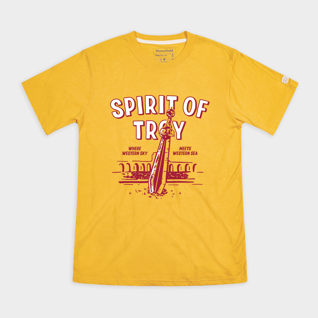Unleash Your Trojan Pride with the Vintage Spirit of Troy USC Pregame Tee