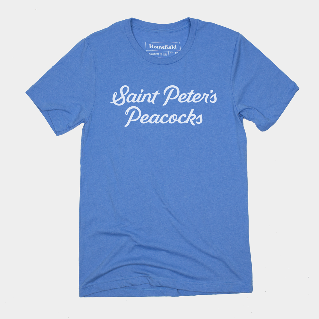 Show Your Pride with the Saint Peter's Basketball Script Tee