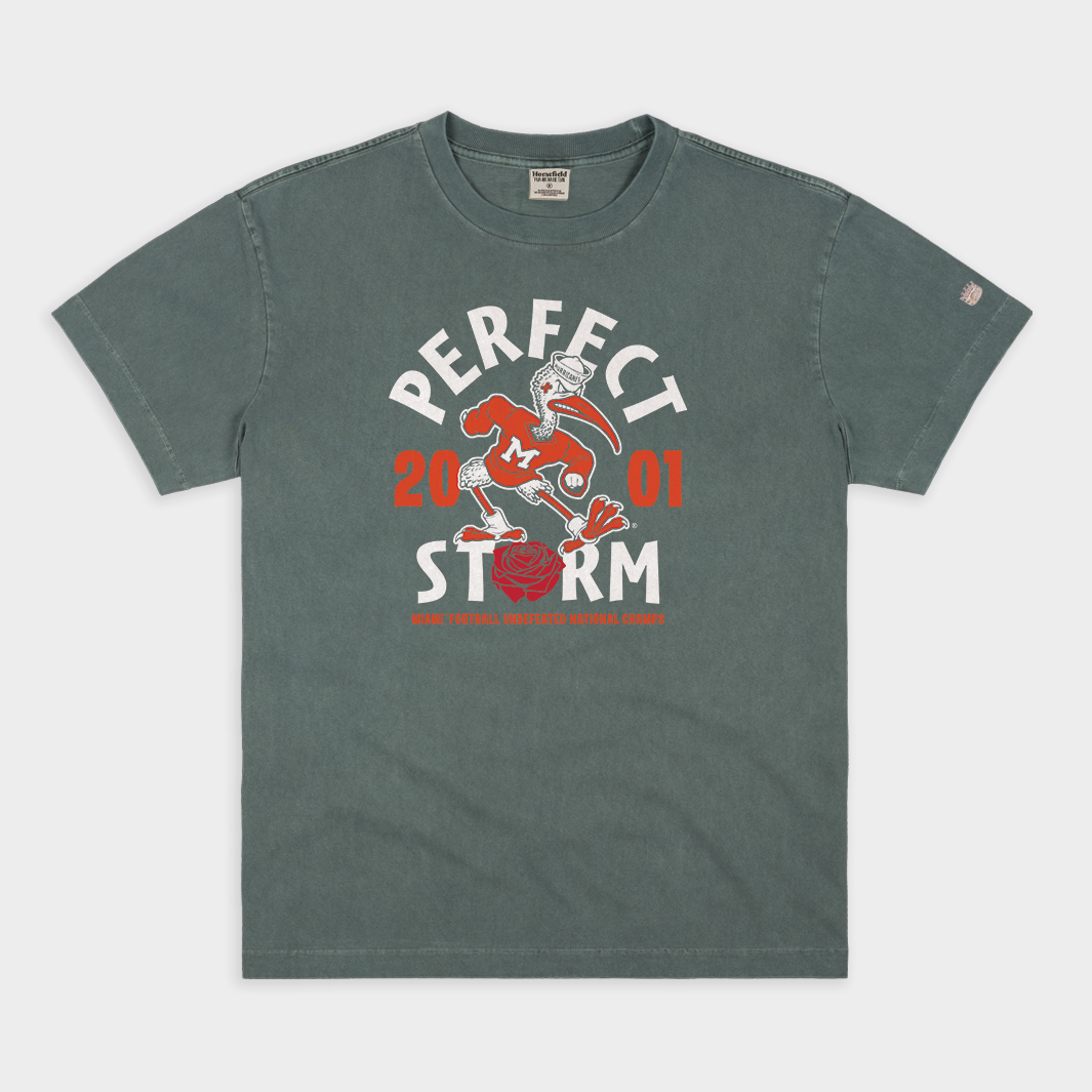 2001 Miami Football National Champs Vintage Heavyweight Tribute Tee