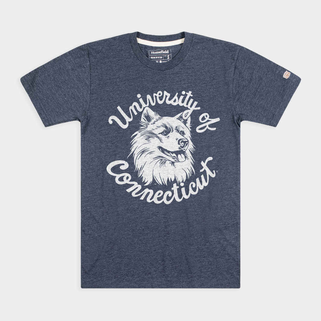 Nostalgic UConn Husky Logo Tee - A Tribute to the Past