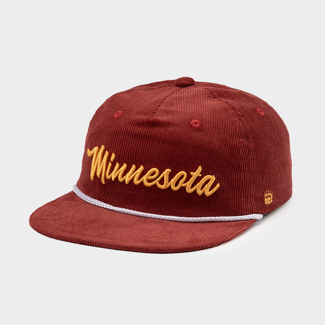 Vintage-Inspired Minnesota Corduroy Snapback Hat - A Timeless Tribute to the Golden Gophers
