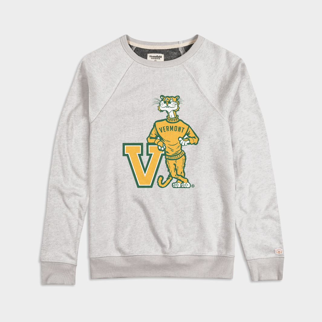 Vintage Vermont Catamounts Charlie Crewneck - A Tribute to the Beloved Mascot