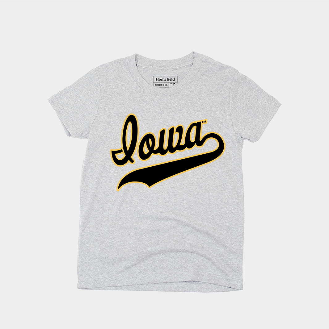 Iowa Hawkeyes Youth Baseball Script Tee