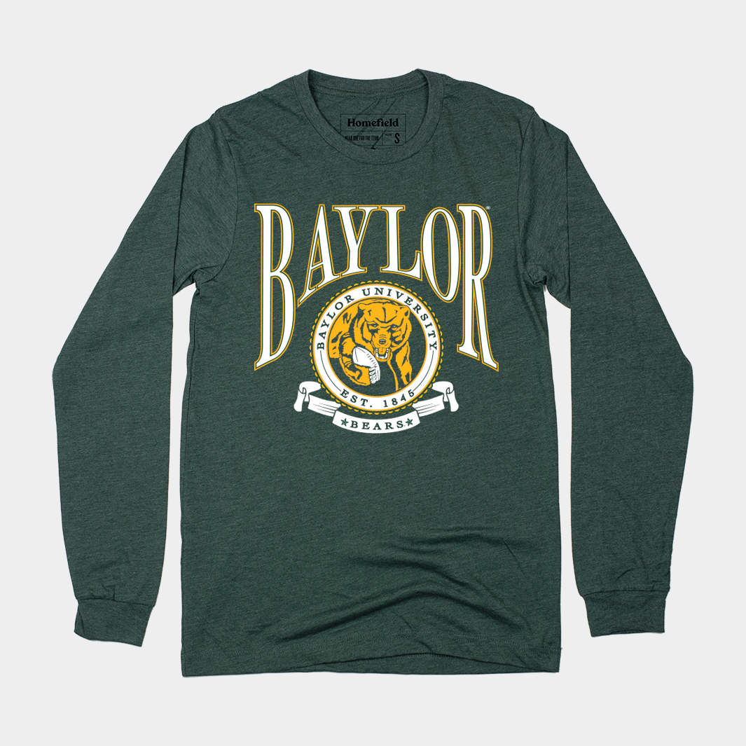 Show Your Baylor Pride with Our Football Crest Long Sleeve