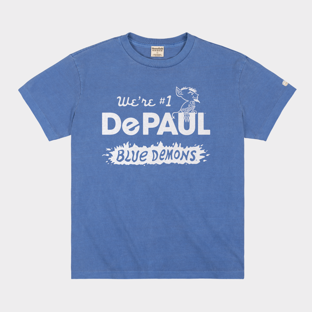 DePaul Men's 1980 Vintage No.1 Heavyweight Basketball Tee - A Tribute to Glory