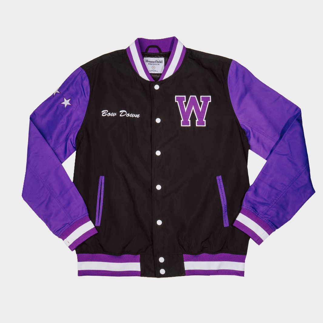 Show Your Pride with the Washington Huskies Bow Down Two-Tone Bomber Jacket