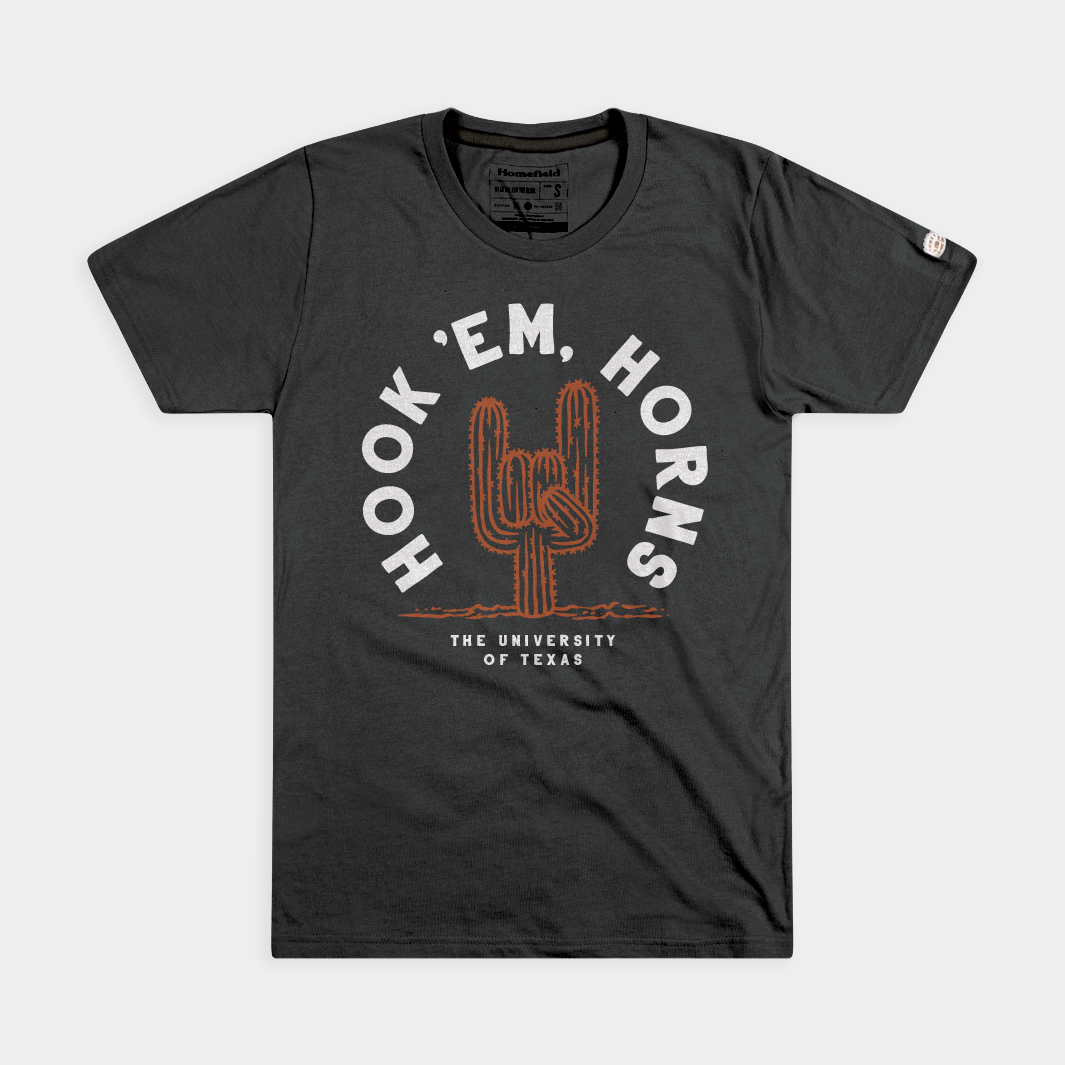 Show Your Longhorn Pride with the Texas Longhorns Hook 'Em Cactus Tee