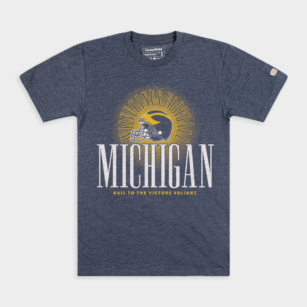 Show Your Wolverine Pride! Michigan Wolverines Football Winged Helmet Tee