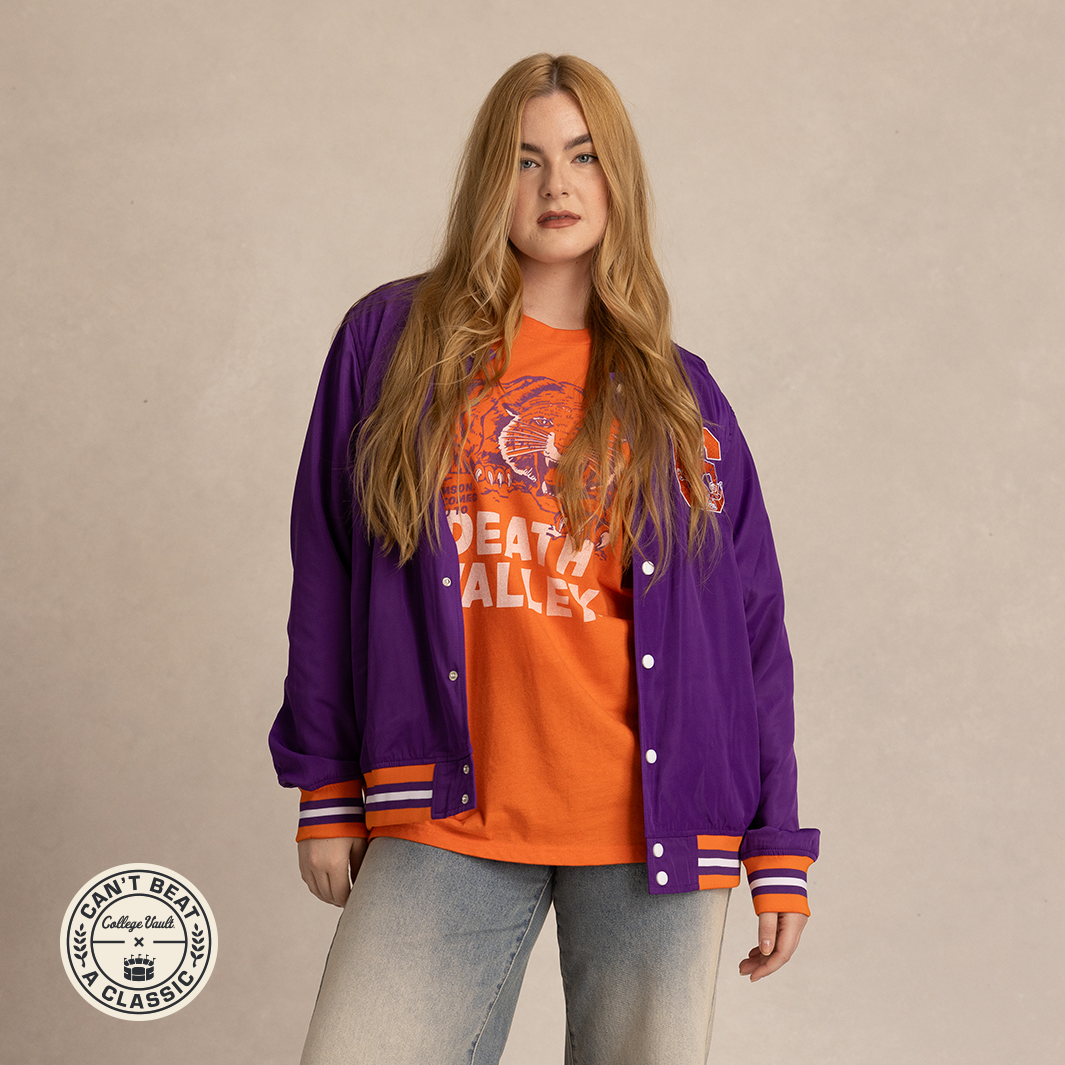 Show Your Clemson Pride with This Vintage-Inspired Bomber Jacket