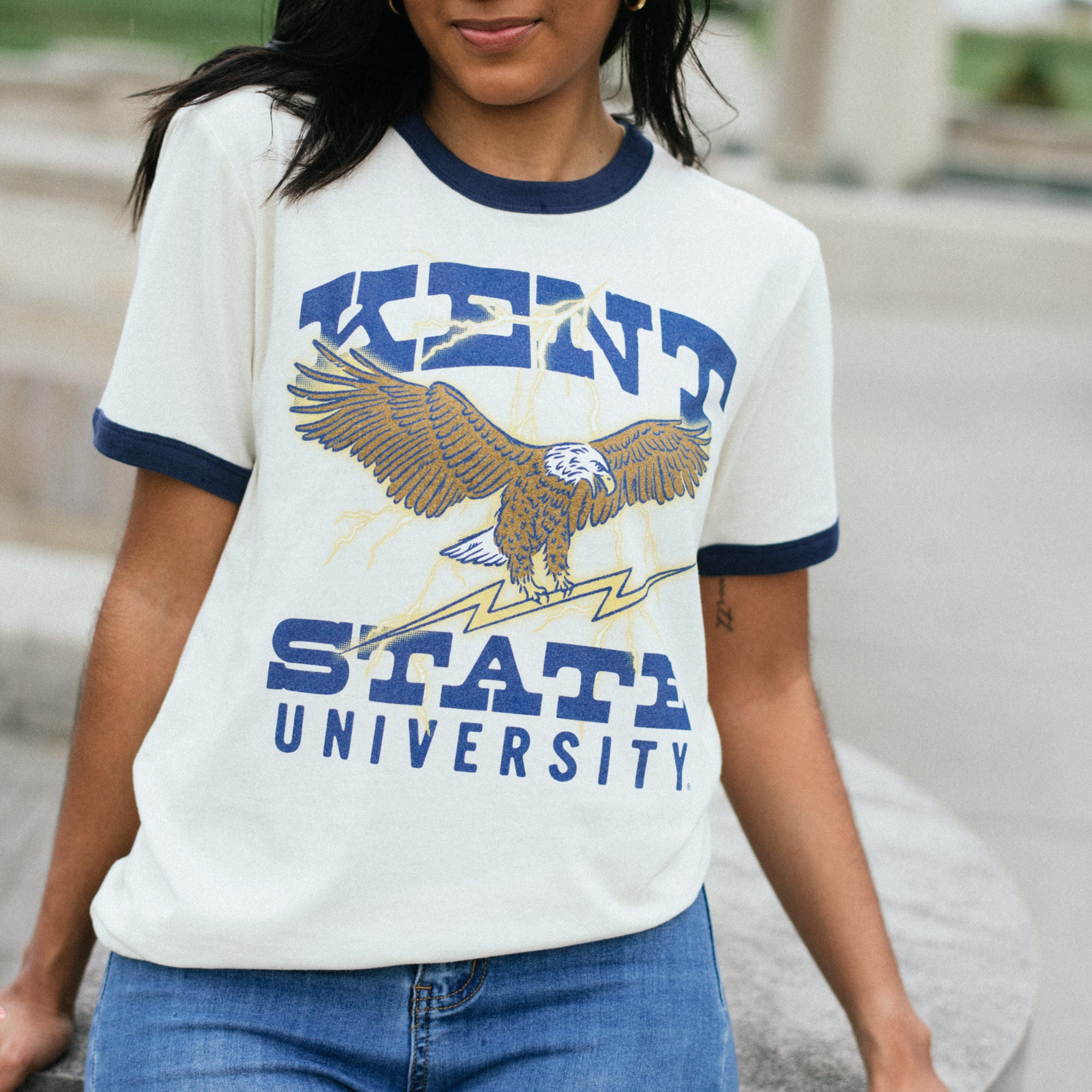 Kent State Golden Flashes '90s Retro Ringer Tee with Lightning
