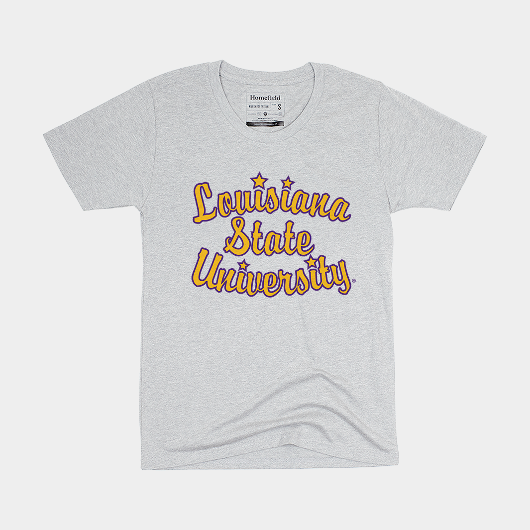Retro LSU Women's Script Tee - Celebrate the Champions