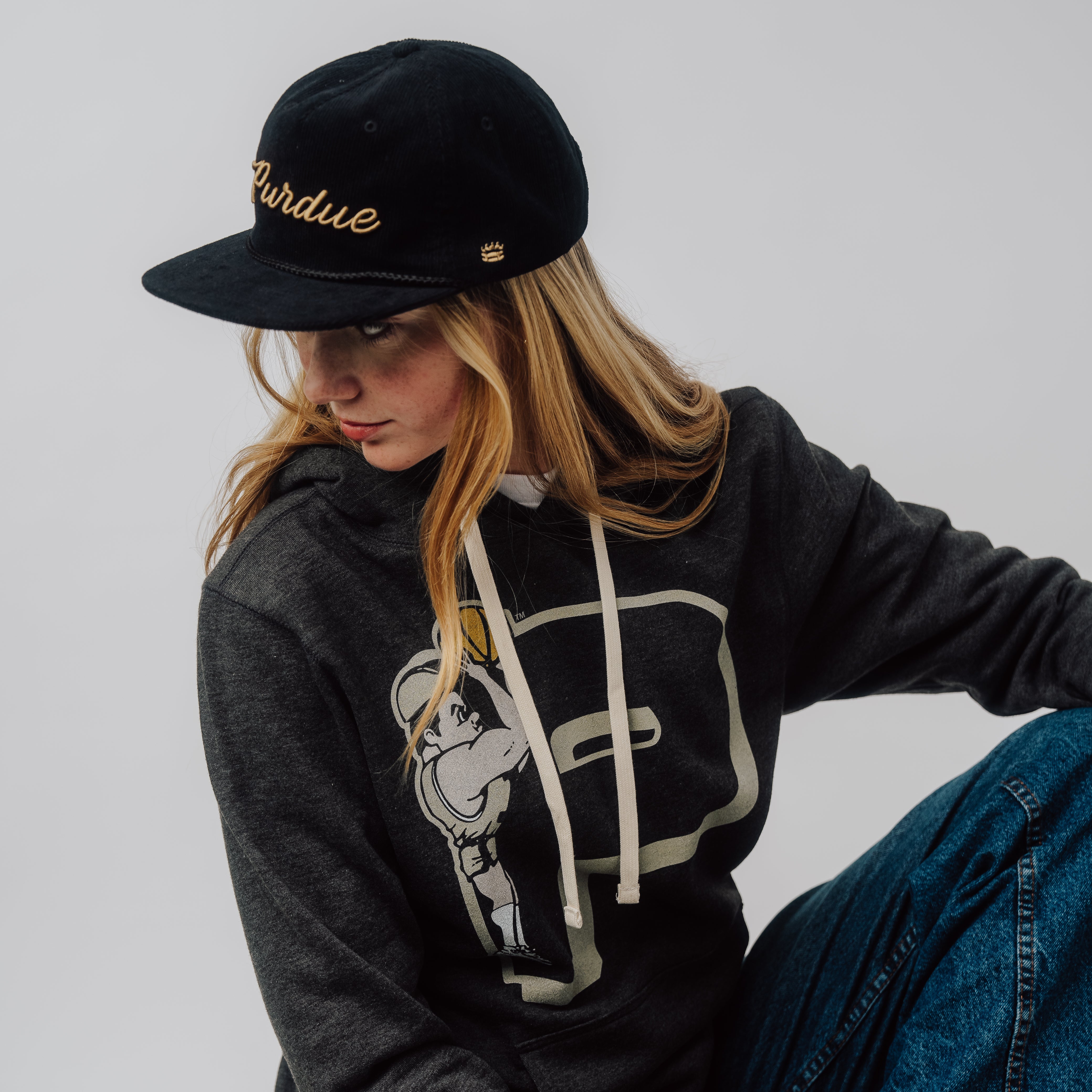 Score Big with Purdue Pete! Vintage Basketball Hoodie