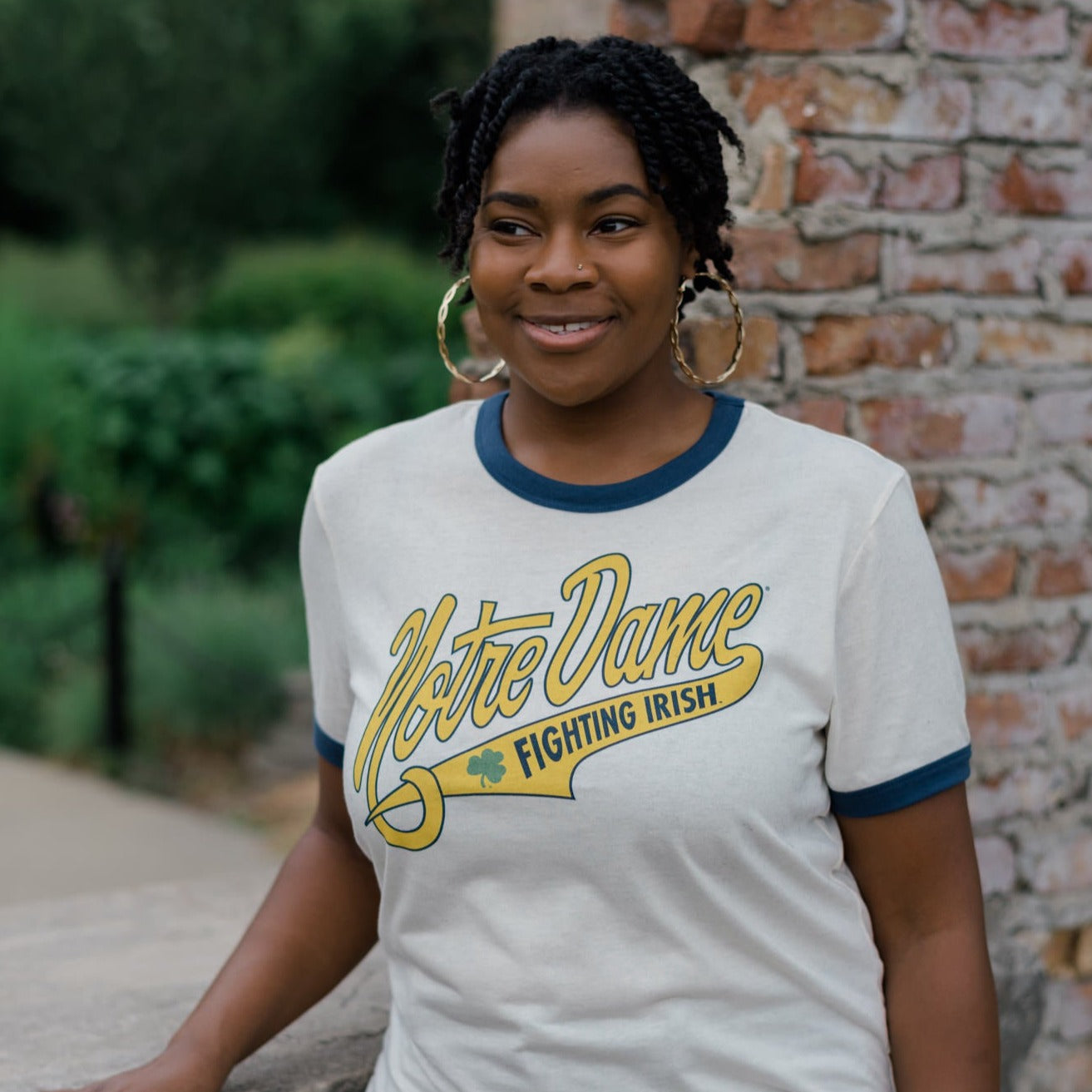 Vintage Notre Dame Script Ringer Tee - A Timeless Tribute