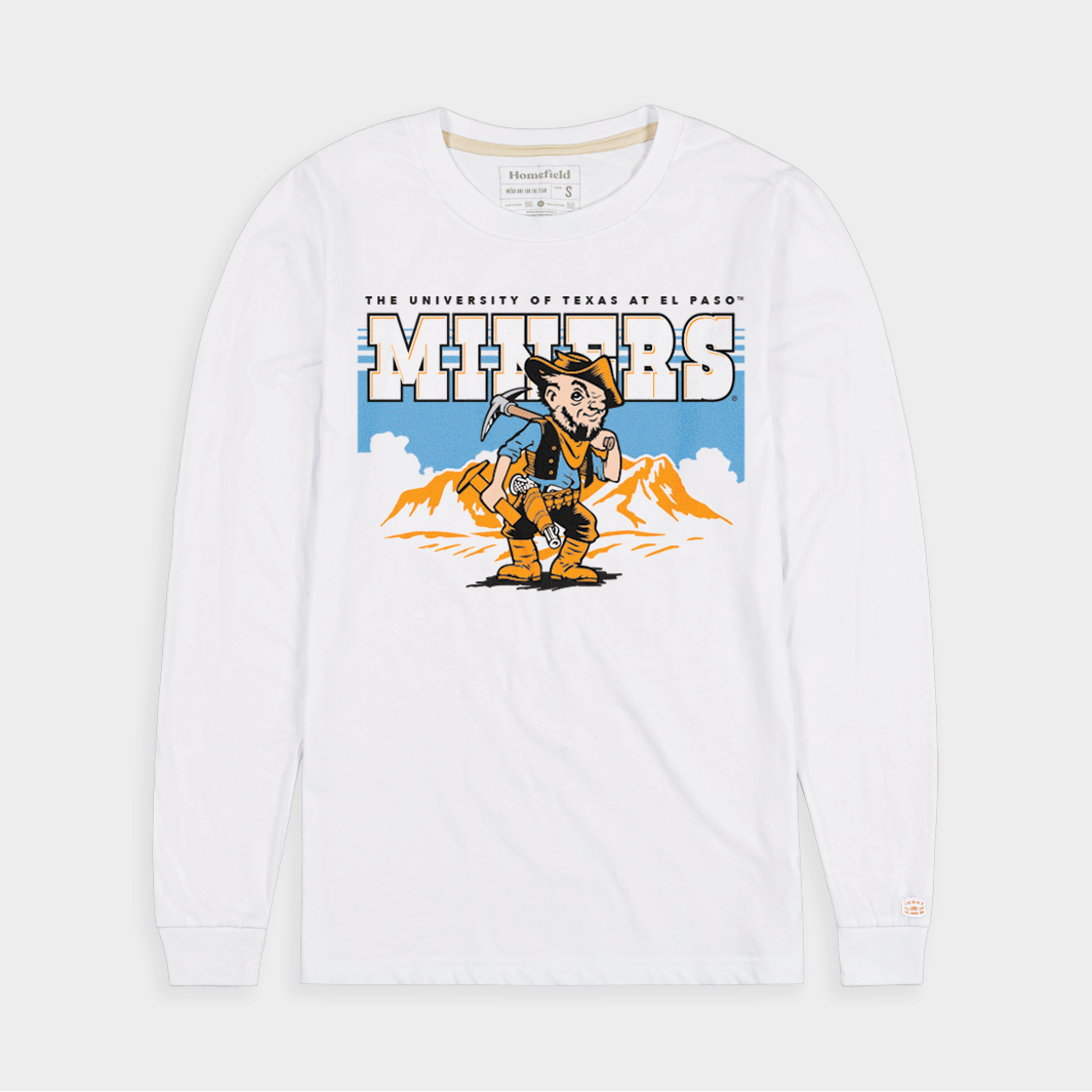 UTEP Miners Vintage Illustration Long Sleeve Shirt - A Tribute to Paydirt Pete