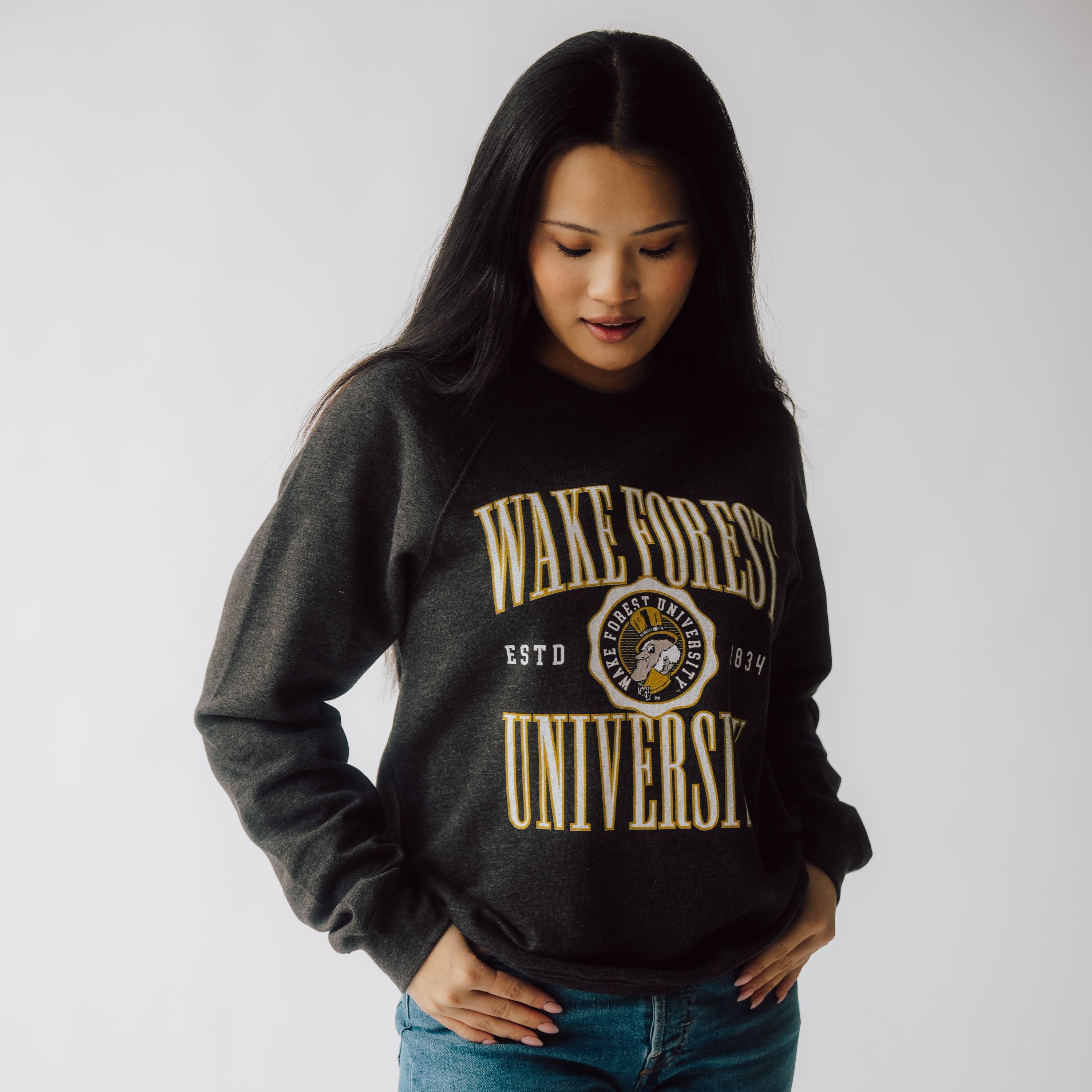 Get Your Hands on the Wake Forest Demon Deacons Retro Crest Crewneck Now!