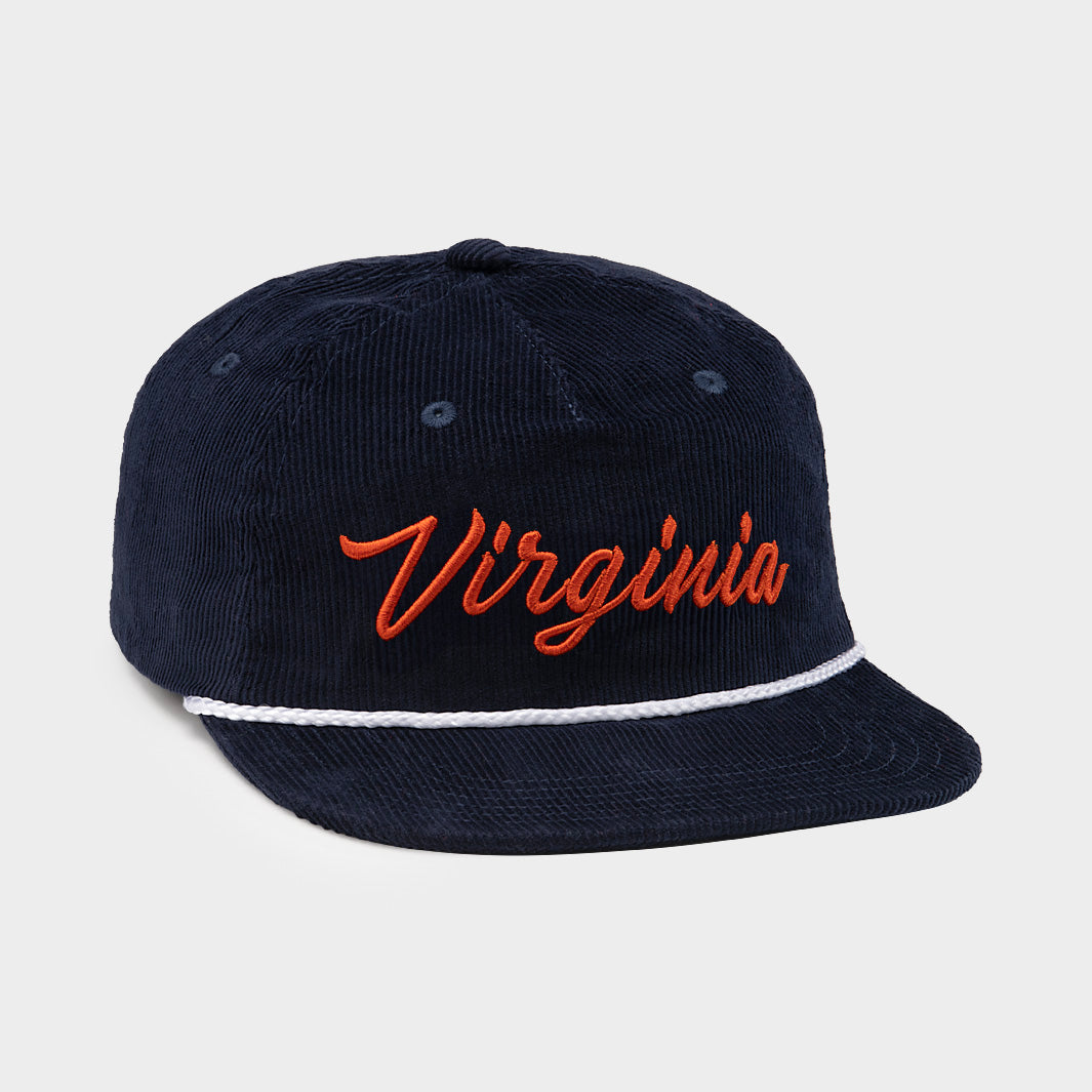 Retro Virginia Script Corduroy Snapback Hat - A Timeless Classic